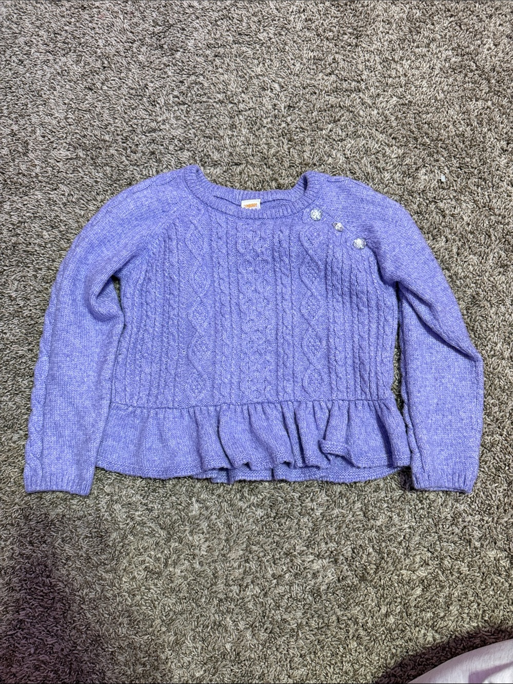 Gymboree Lavender Cable Knit Crewneck with Ruffle Hem